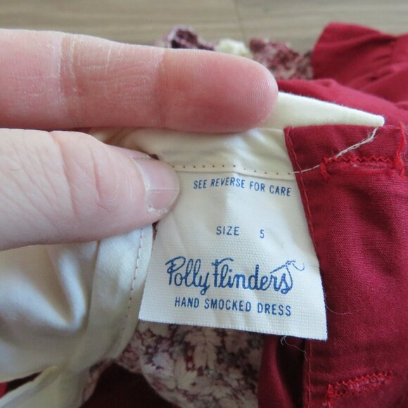 VINTAGE POLLY FLINDERS Smocked Floral Cottagecore Prairie Girl's Dress Church - Picture 13 of 13